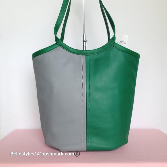 COACH Bea Colorblocked Smooth Leather Large Tote -Green Granite multi color ⭐ - Picture 5 of 16